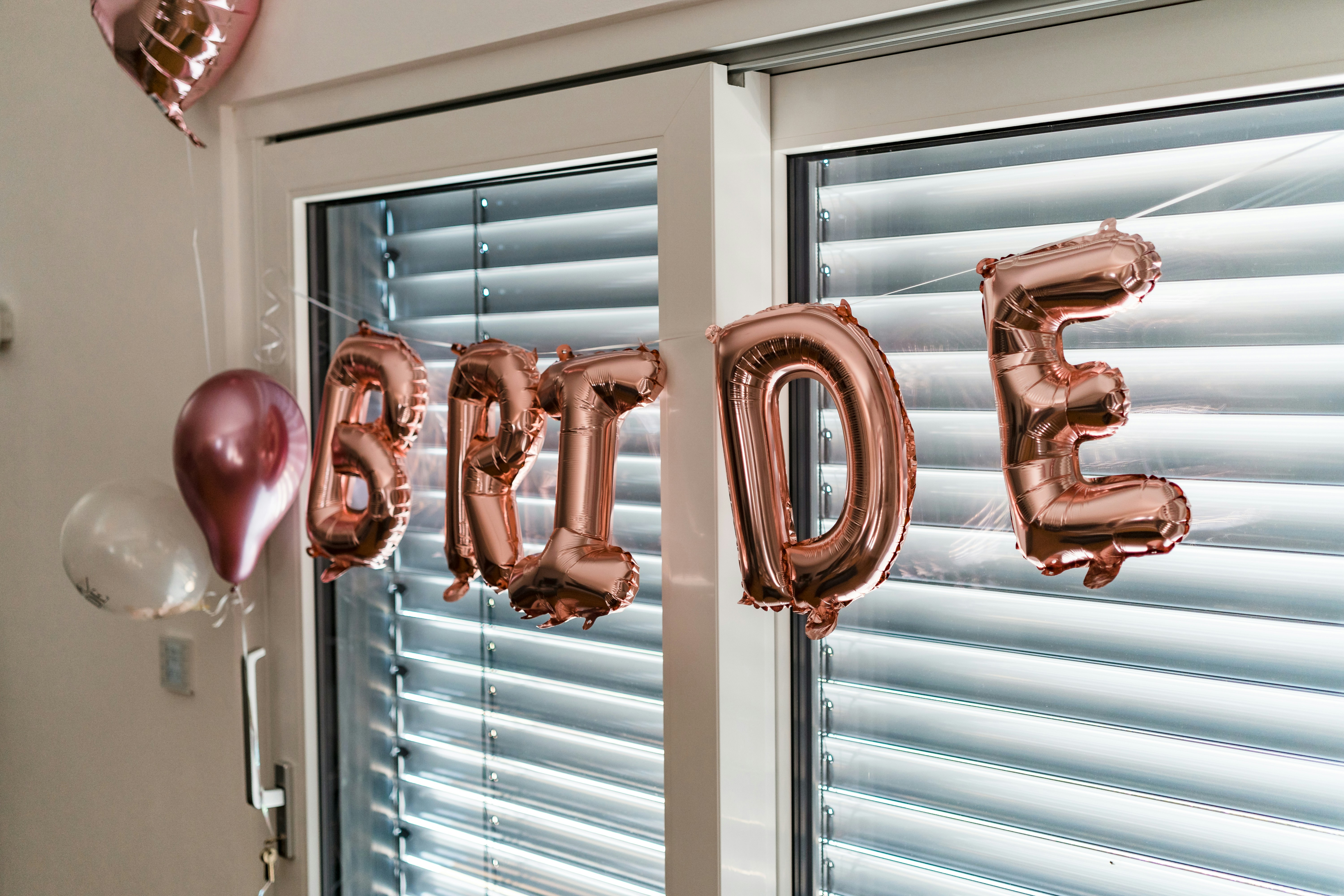 Rose gold BRIDE balloon banner for bridal shower painting events